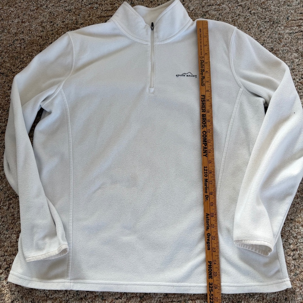 White Eddie Bauer fleece quarter-zip pullover